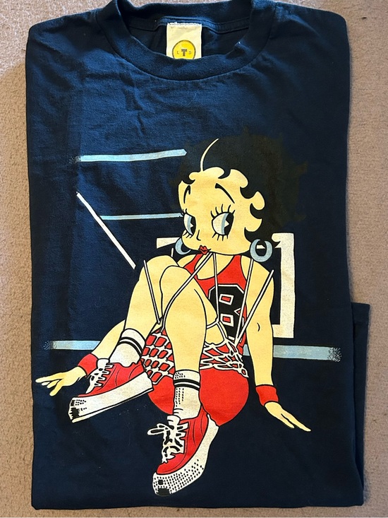 Betty Boop Tops - Betty Boop Black Graphic Tee with Red and Cream Illustration